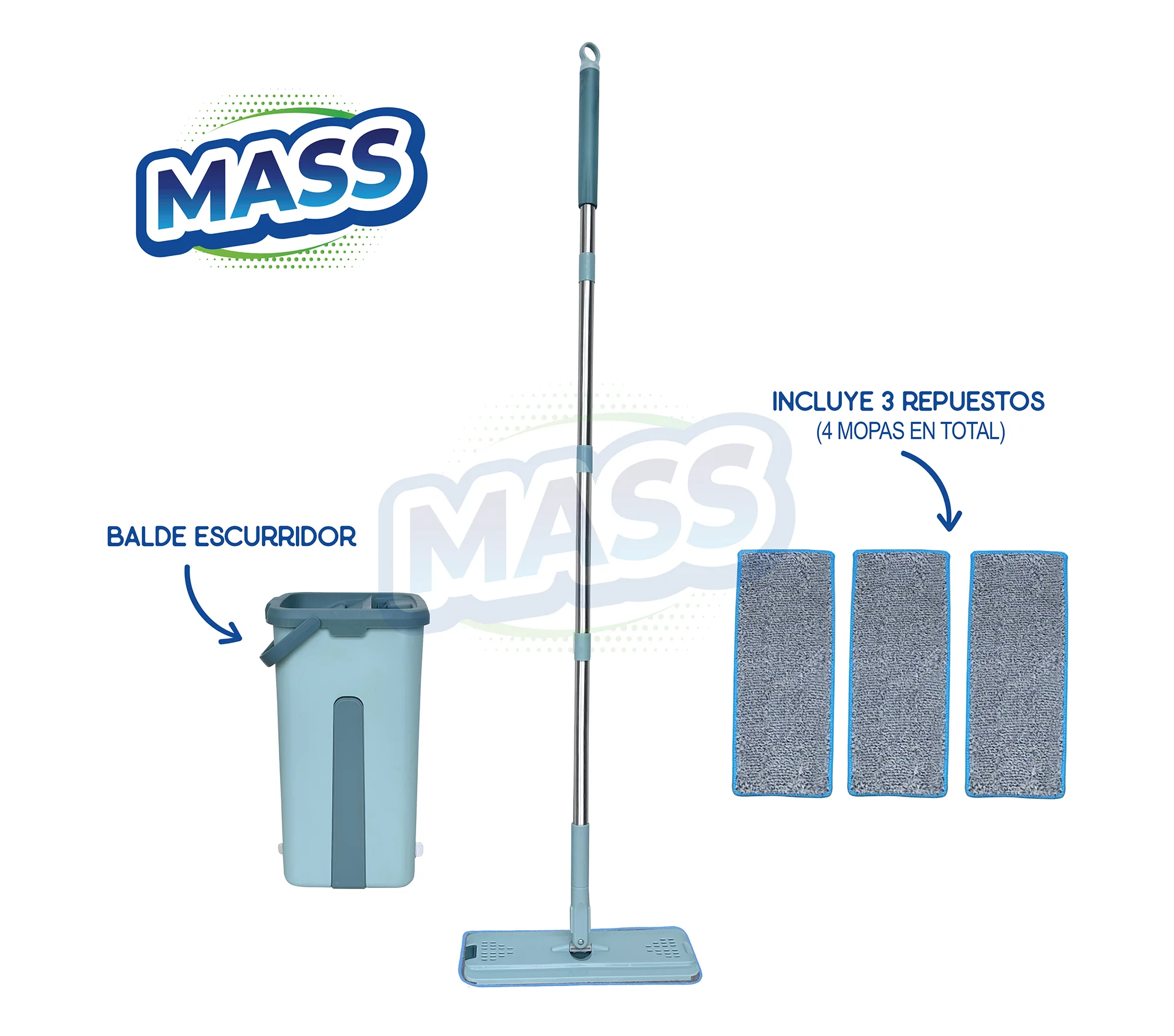 Mopa plana con balde escurridor